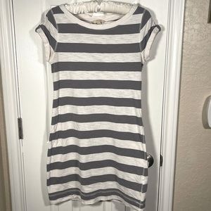 Banana Republic Factory Grey Striped T-Shirt Dress Sz Small